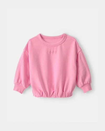 Baby Girl Strawberry French Terry Pullover Sweatshirt - Pink