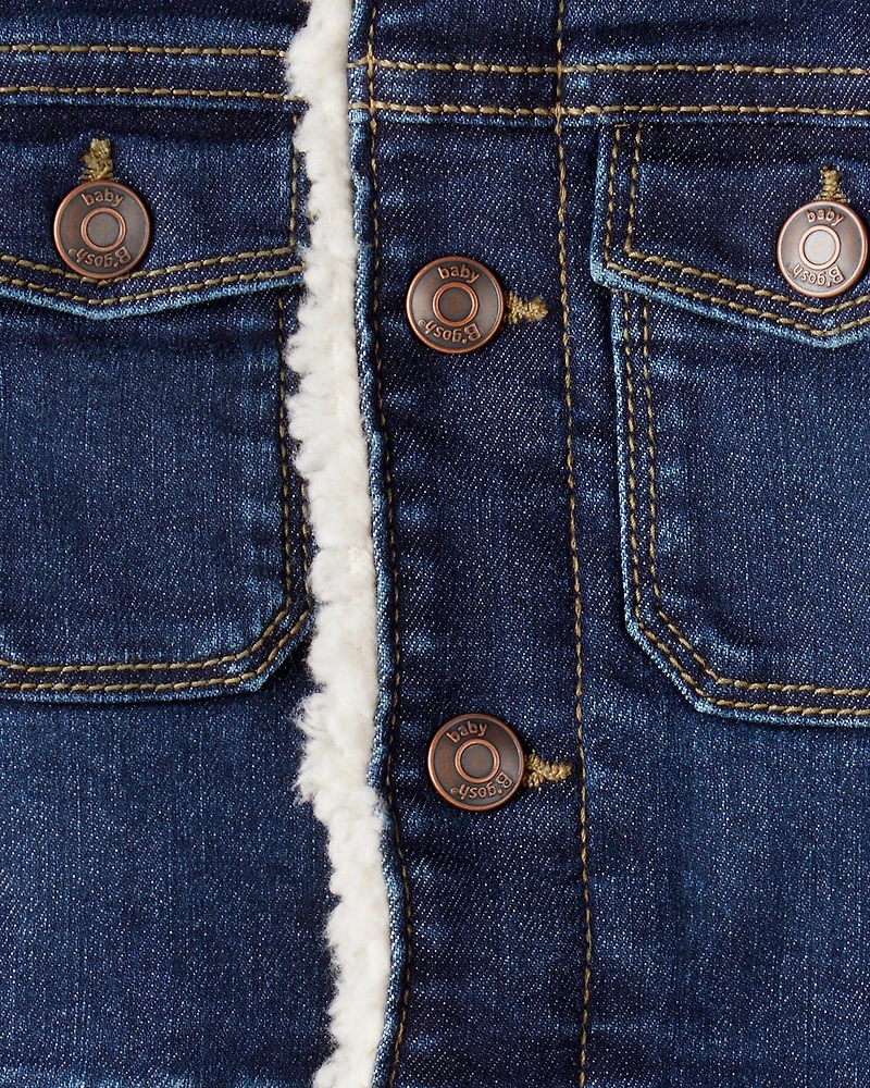 Baby Boy Sherpa Denim Jacket - Dark Wash
