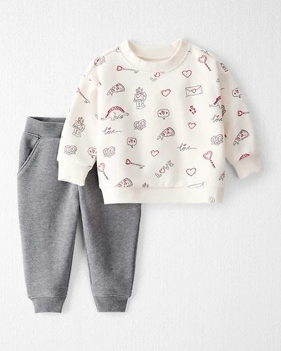Baby 2-Piece Organic Cotton Set in Little Loves Print