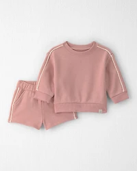 Baby Girl 2-Piece Organic Cotton French Terry Pullover & Short Set