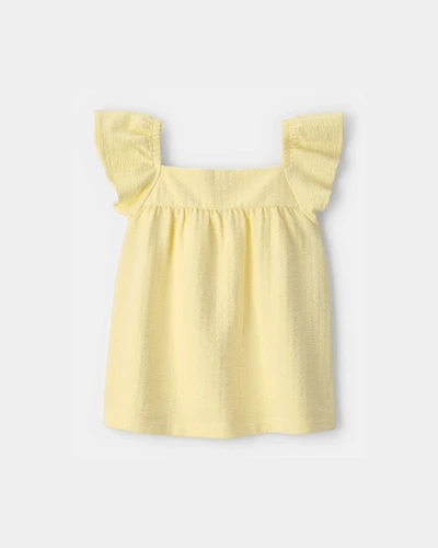 Toddler Girl Flutter-Sleeve Seersucker Top - Yellow