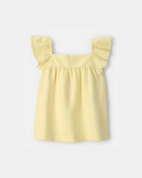 Toddler Girl Flutter-Sleeve Seersucker Top - Yellow