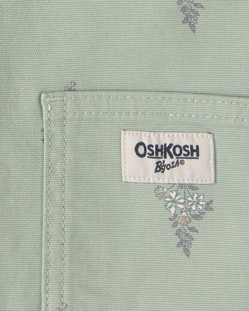 Toddler Girl Floral Canvas Jacket - Green
