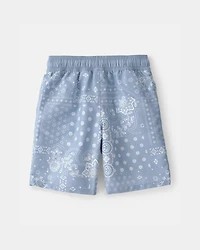 Boys Bandana Floral Swim Trunks - Blue