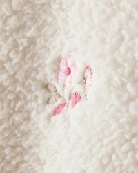 Baby Girl Floral Sherpa Bomber Jacket - Ivory