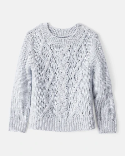 Toddler Girl Metallic Cable Knit Long-Sleeve Sweater - Blue