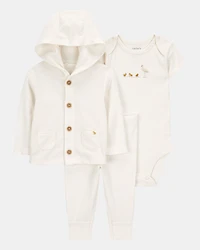 Baby 3-Piece Chick Little Cardigan Set - Ivory
