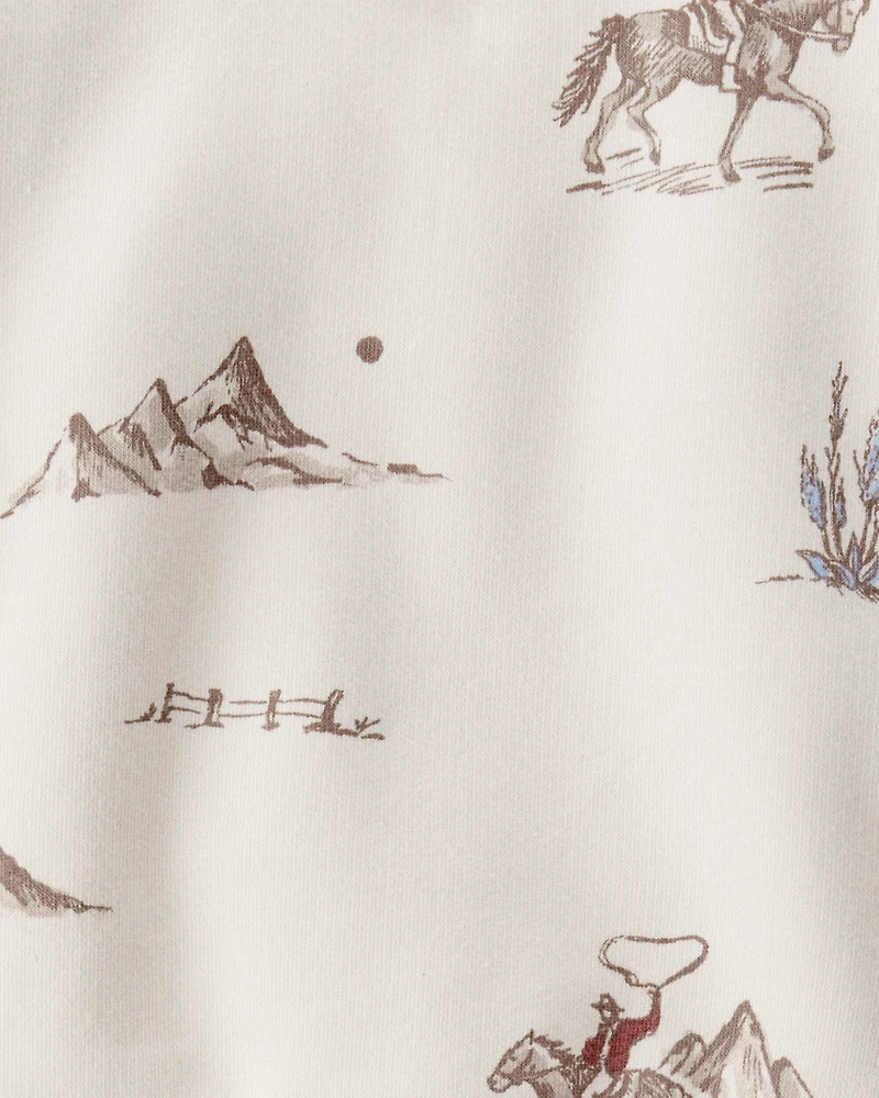 Baby French Terry Sweatshirt Made with Organic Cotton in Western Rodeo Print