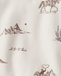 Baby French Terry Sweatshirt Made with Organic Cotton in Western Rodeo Print