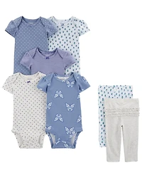 Baby 7-Piece Short-Sleeve Bodysuits & Pull-On Pants Set
