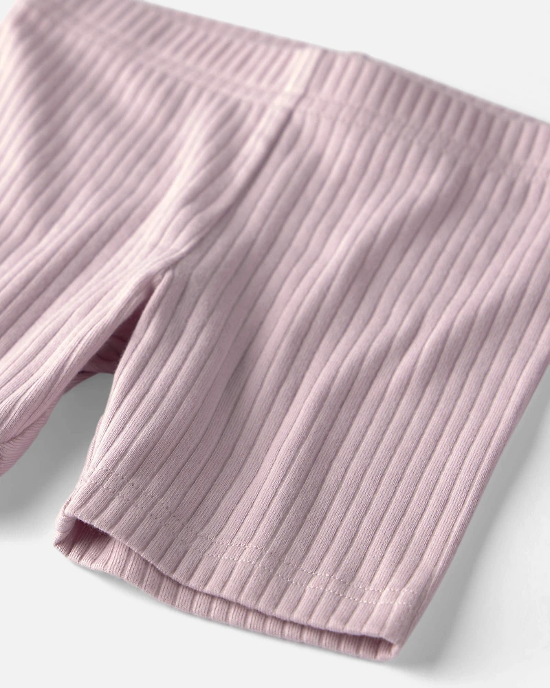 Toddler Girl 2-Pack Organic Cotton Ribbed Pedal Shorts
