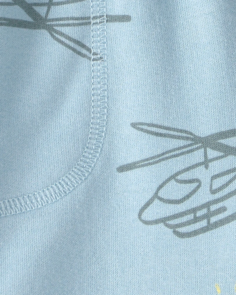 Toddler Boy Helicopter French Terry Shorts - Blue