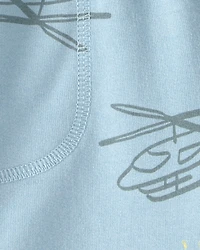 Toddler Boy Helicopter French Terry Shorts - Blue