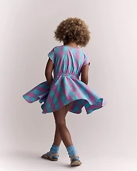 Toddler Girl Avenue Twirl™ Gingham Scalloped Dress - Purple/Blue