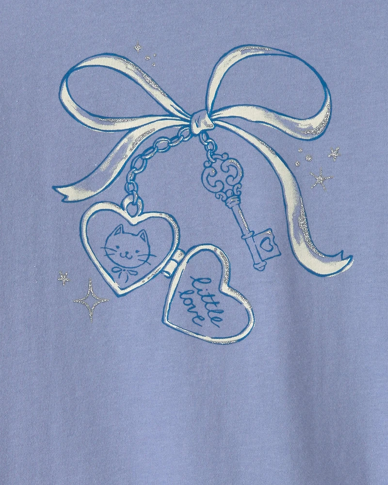 Toddler Girl Bow Long-Sleeve Graphic Tee - Blue