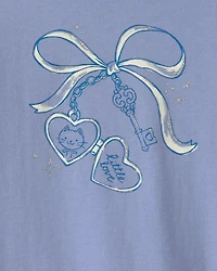 Toddler Girl Bow Long-Sleeve Graphic Tee - Blue