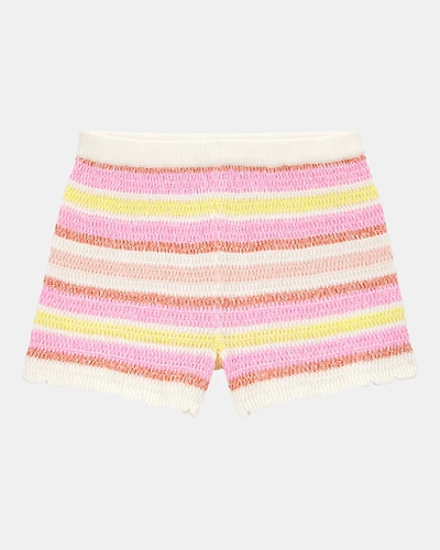 Kid Striped Crotchet Knit Shorts