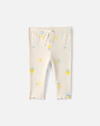 Baby Girl Lemon Rib Pants - Ivory
