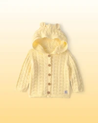 Baby Girl Disney© Winnie the Pooh Pointelle Cardigan with Bear Ears - Yellow