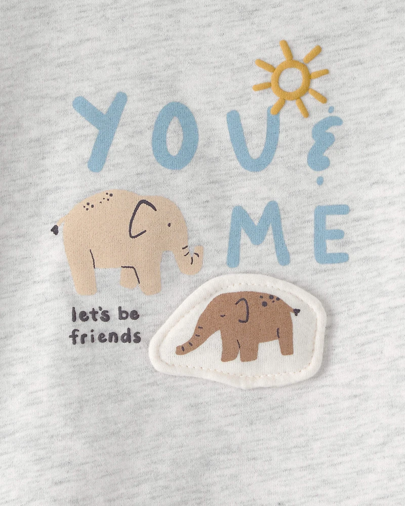 Baby Boy 2-Piece 'Let's Be Friends' Graphic Tee & Pant Set - Grey/ Blue