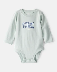 Baby Cotton Long-Sleeve Graphic Bodysuit - Blue