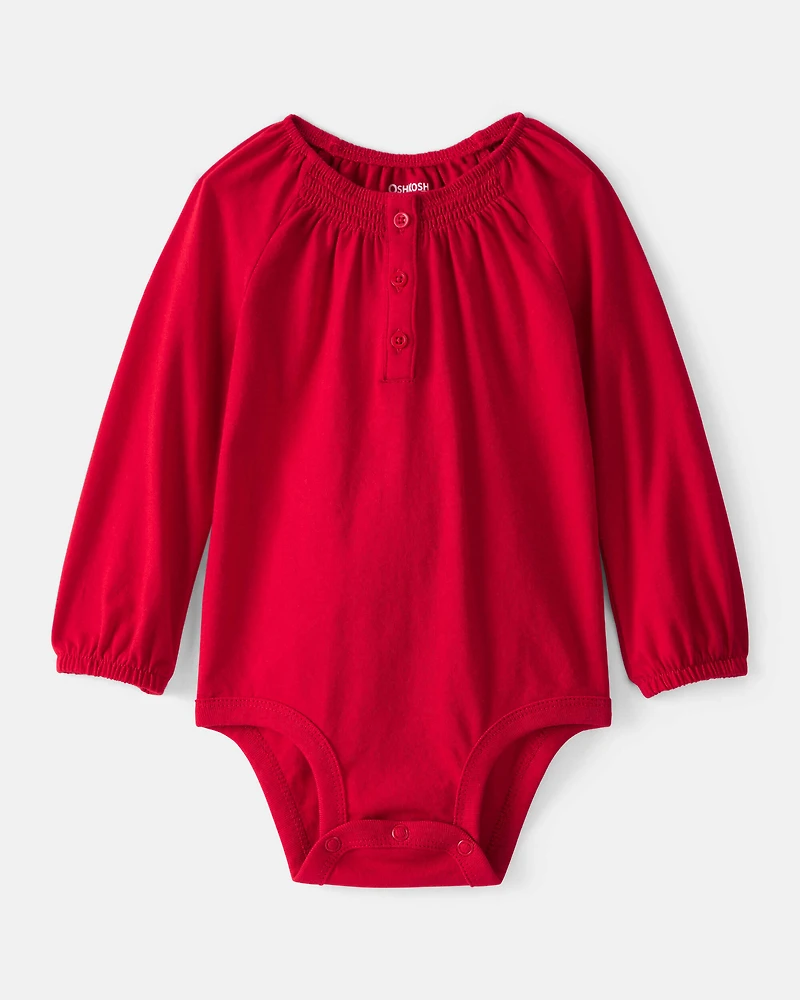 Baby Girl Long-Sleeve Fashion Bodysuit - Red