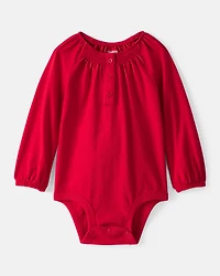 Baby Girl Long-Sleeve Fashion Bodysuit - Red