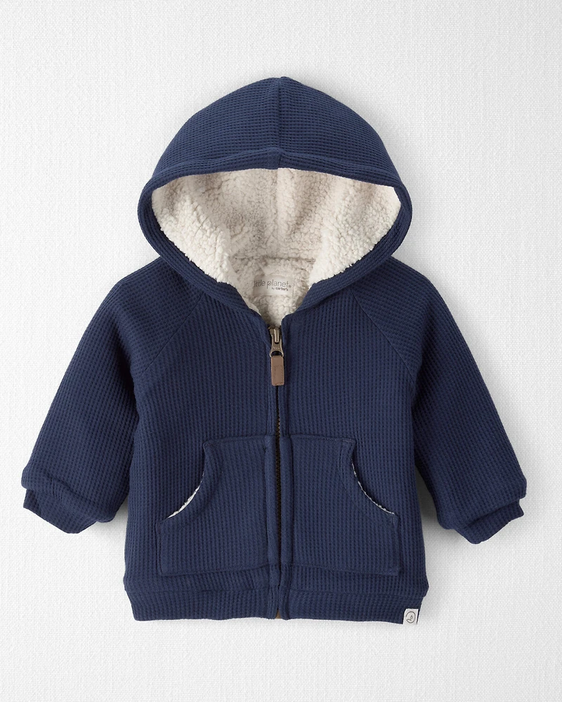 Baby Recycled Sherpa Waffle Knit Hooded Jacket