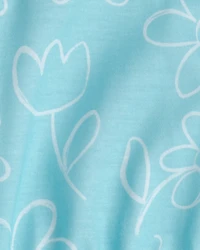 Toddler Girl Floral Ladybug Sleeveless Loose Fit 2-Piece Pajama Set - Blue