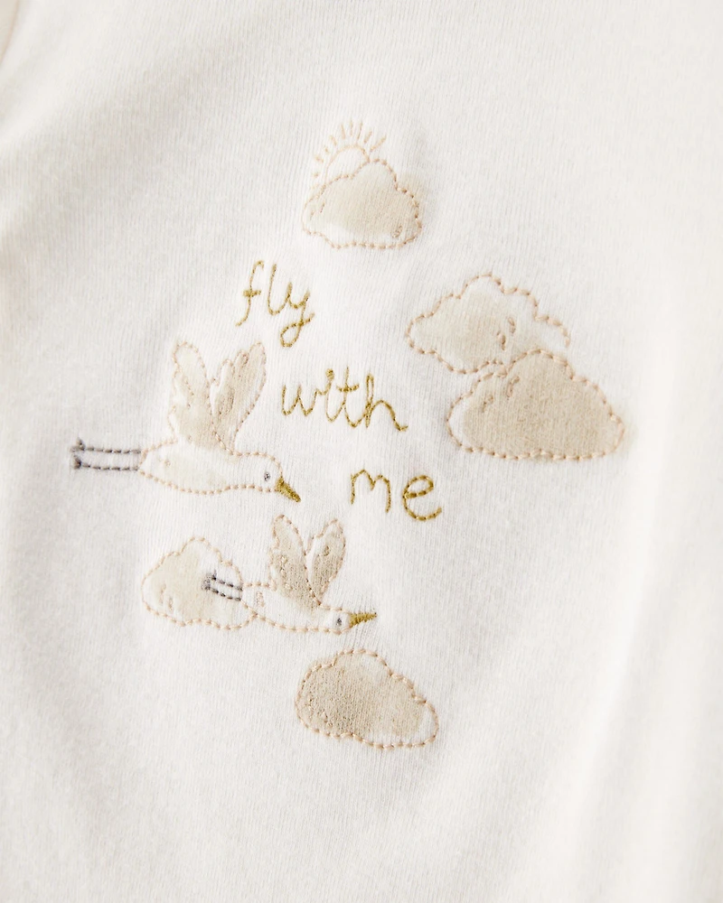 Baby 4-Piece Cloud Print Outfit Set - White/Tan