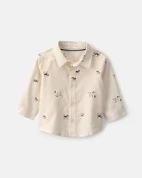 Baby Boy 2-Piece Twill Long-Sleeve Overall Set - Brown