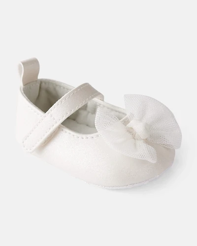 Baby Girl Tulle Bow Dress Shoes - White