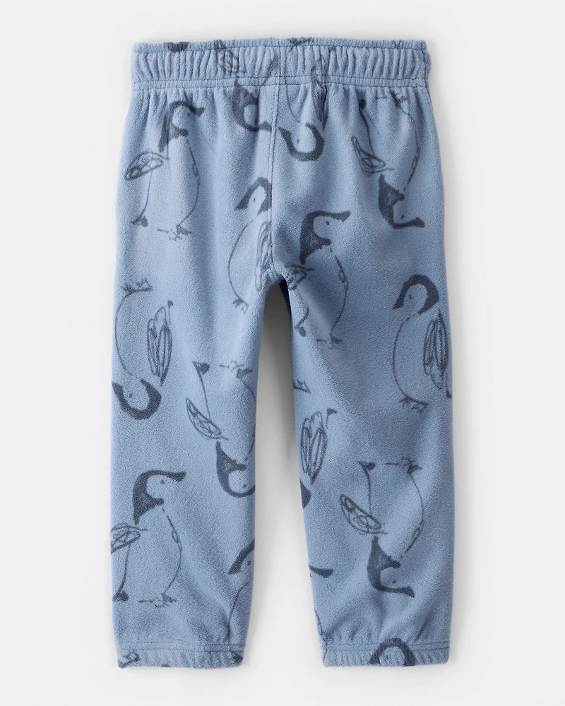 Toddler Boy Penguin Fleece Joggers - Blue