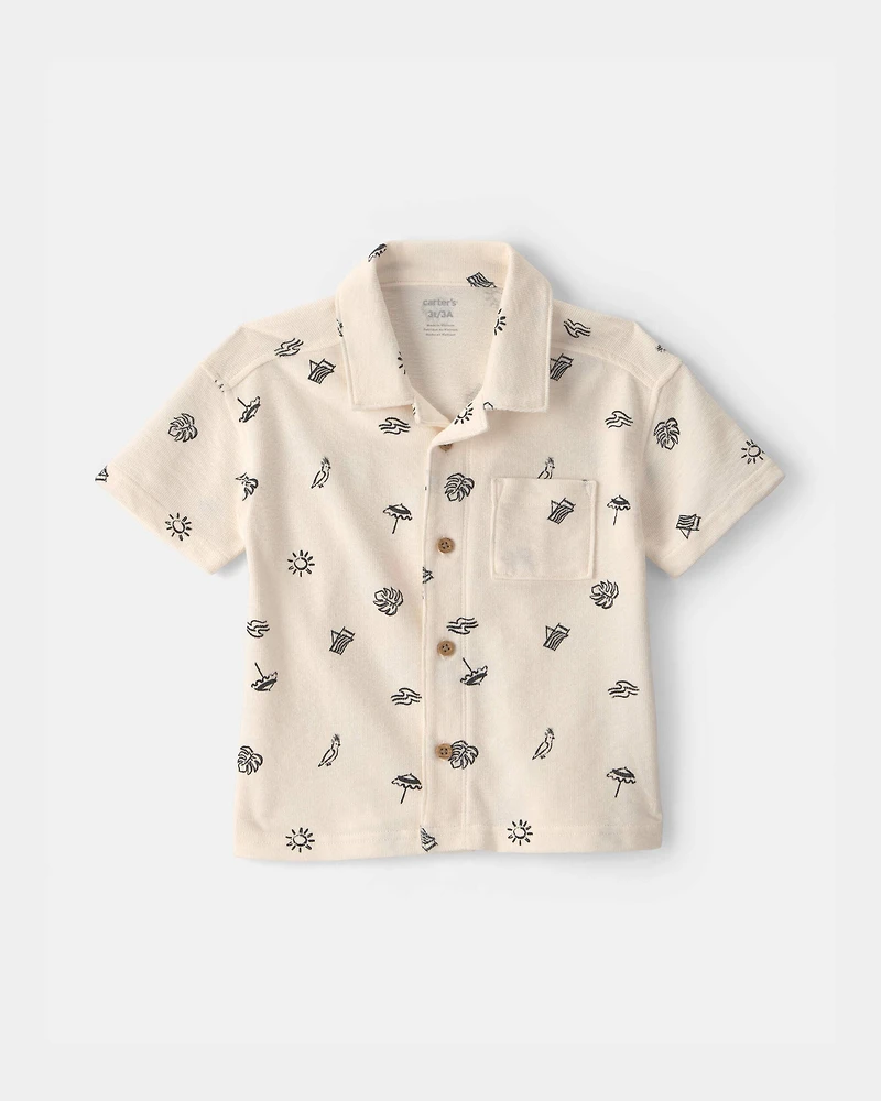 Toddler Boy 2-Piece Beach Button-Down Shirt & Short Set - Ivory