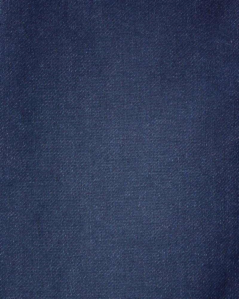 Girls Dark Wash Denim Long-Sleeve Dress - Blue
