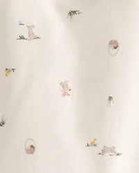 Baby Boy 2-Piece Easter Bunny Shortall Set - Blue/Cream