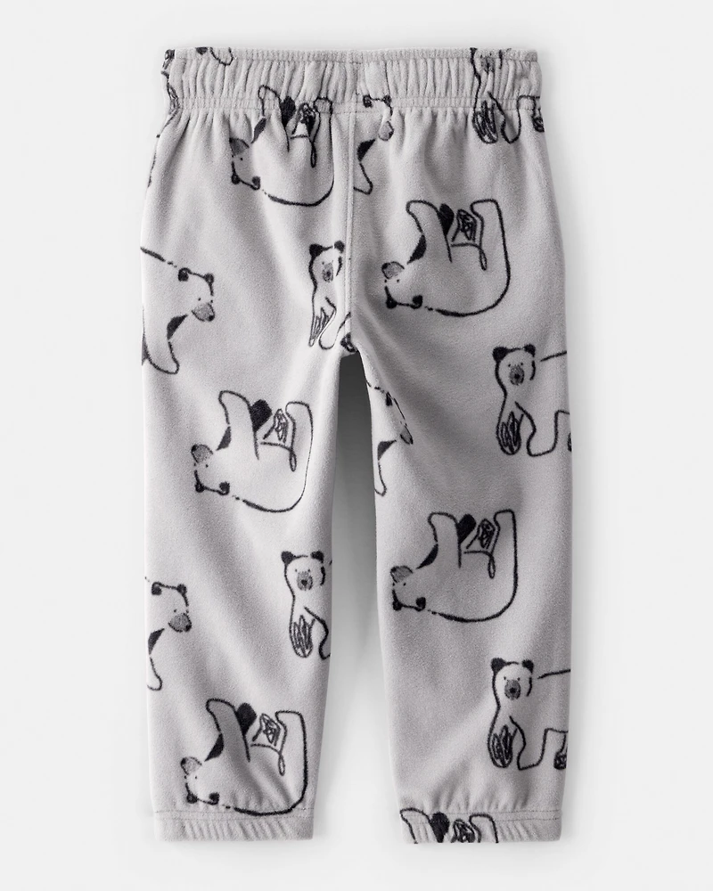 Toddler Boy Polar Bear Fleece Joggers - Grey