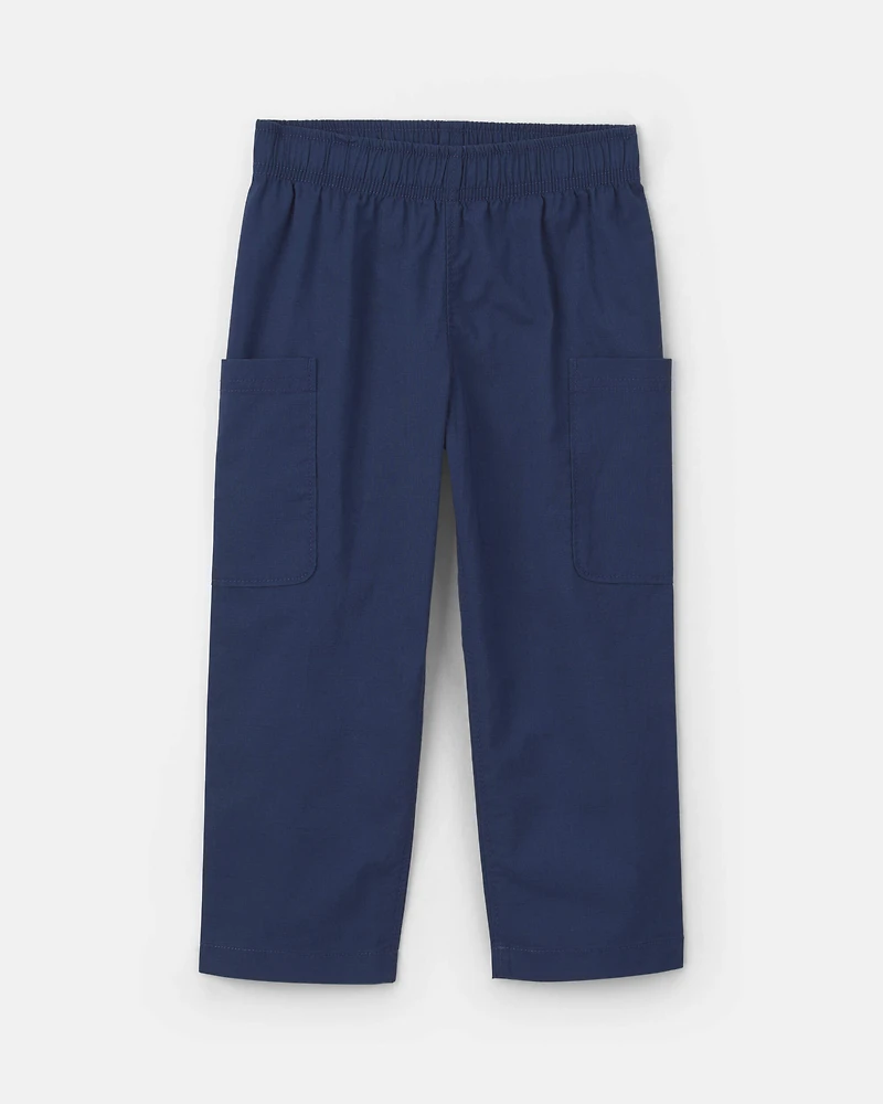 Toddler Boy 2-Piece Chambray Short-Sleeve Top & Pant Set - Cream/Blue