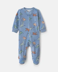 Baby Boy Dinosaur 2-Way Zip Sleep & Play Pajamas - Blue