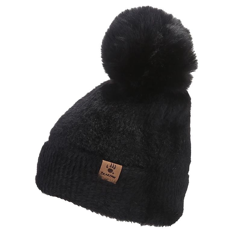 Women's Oversized Pom Furry Cuff Beanie Hat