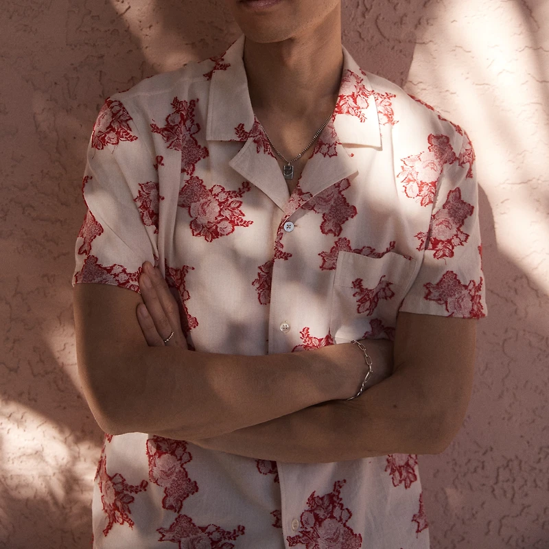 Billy Reid Floral Jacquard Short-sleeve Shirt