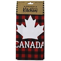 Plaid Canadian Maple Leaf Tea Towel