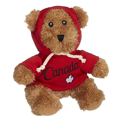 Plush Brown Bear in Canada Hoodie