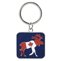 Metal Keychain Moose Flag