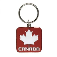 Metal Keychain White Leaf