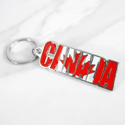 Metal Canada Text Keychain