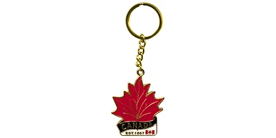Metal Keychain Red Maple Leaf