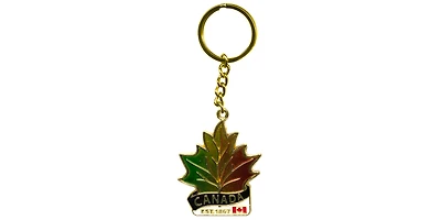 Metal Keychain Triple Colour Maple Leaf