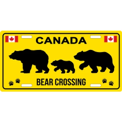 License Plate Bear Crossing