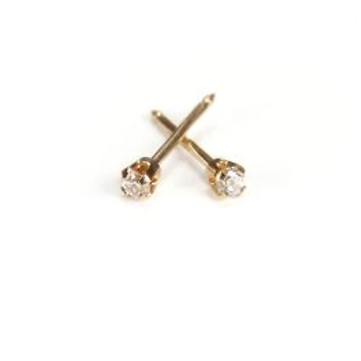 Maquillage Cubic Zirconia short post yellow gold 2 mm. 14k | Faces Cosmétiques